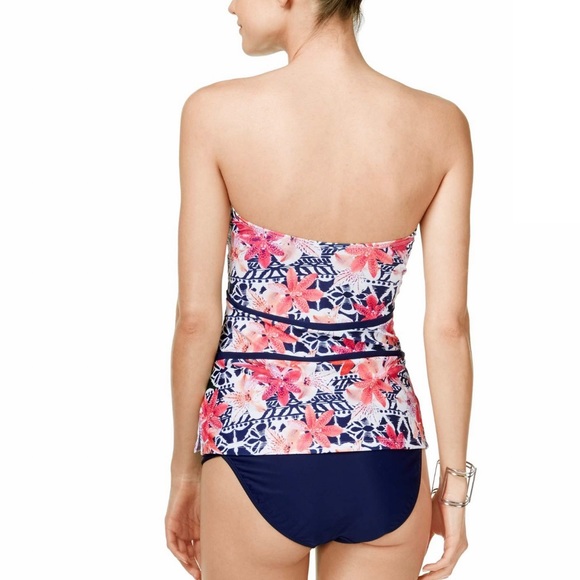 Island Escape Convertible Antigua La Flor Printed Strapless Tankini Top - Picture 4 of 8